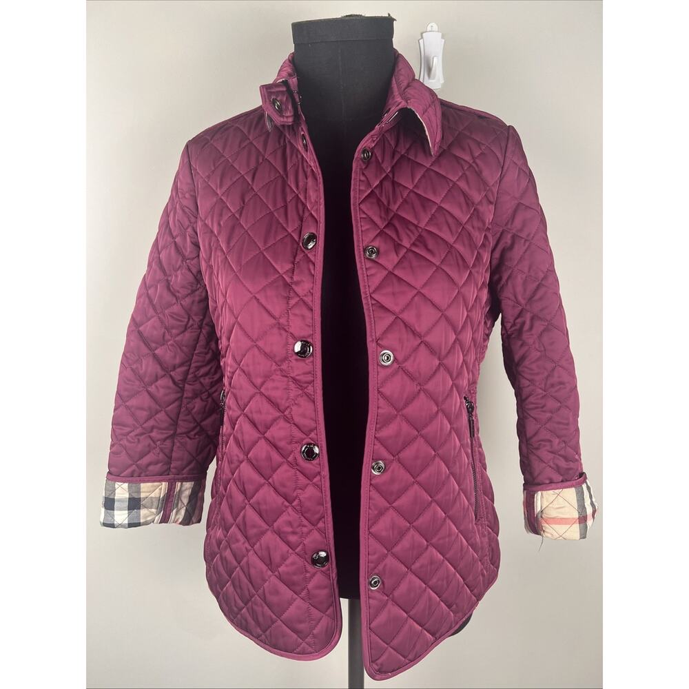 Biditirry Coat Women's Sz Small Burgandy‎ Plaid Lining Quilted Puffer